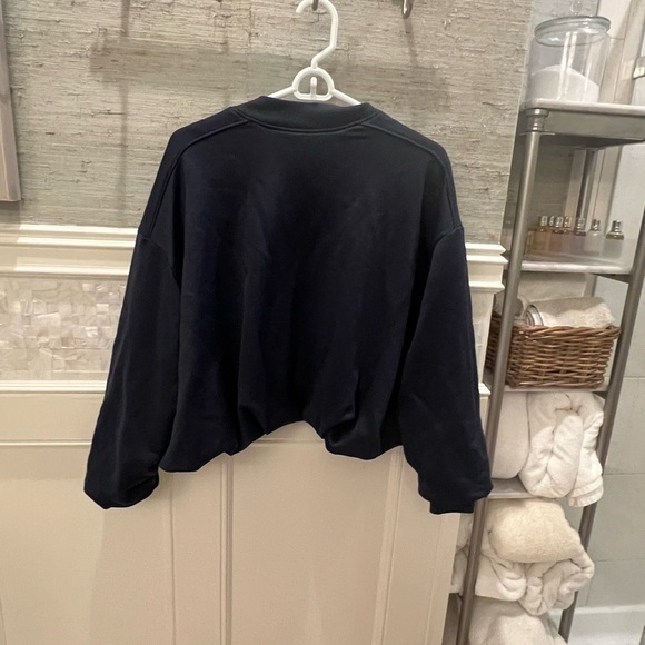 NWT new small / medium Anthropologie bubble bomber jacket navy blue zip up - Picture 11 of 16